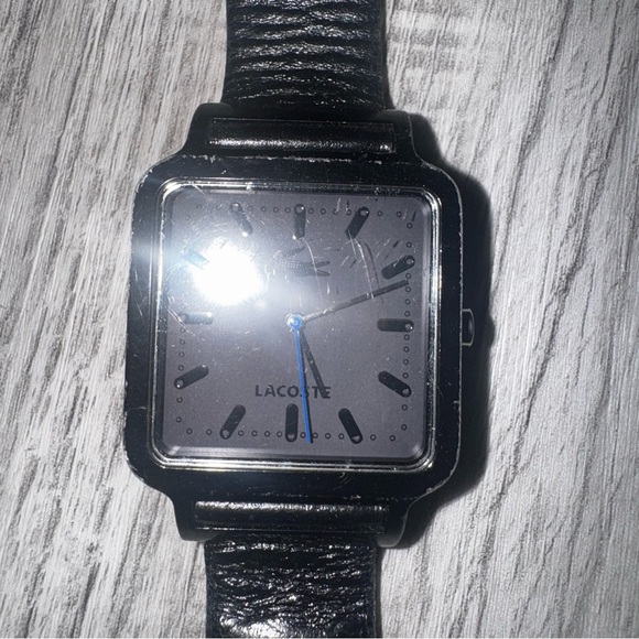 Lacoste LG 56.4.22.2304 Watch With Leather Band Square Face RARE Needs Battery - Picture 2 of 16